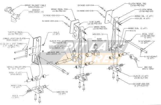 PEDALS ASSEMBLY Diagram